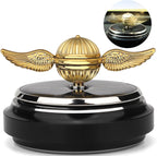 Car Air Freshener, Car Solar Energy Golden Fidget Spinner Toy with Swinging Wings for Car Interior Car Rotation Decoration Accessories, Powered by Sunshine Spinning Top Anxiety Gift for Men Boyfriend