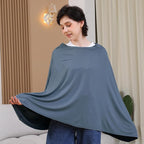 Nursing Cover for Breastfeeding, 360°Full Coverage Nursing Poncho, Rayon Soft & Breathable Breastfeeding Cover up (Smooth Rayon, Blue)