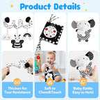 Car Seat Toys for Babies 0-6 Months,Hanging Rattle Toys for Crib Mobile, Baby Spiral Hanging Stroller Black and White High Contrast Toys for Newborn 0 3 6 9 12 Months Baby Boys Girls (Set-1)