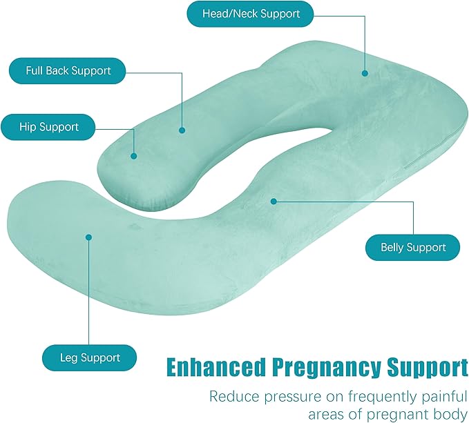 Cute Castle Pregnancy Pillows, Soft U-Shape Maternity Pillow with Removable Cover - Full Body Pillows for Adults Sleeping - Pregnancy Must Haves - Jumbo 57 Inch - Turquoise
