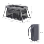 2 in 1 Portable Travel Crib for Toddler, Foldable Crib for Baby, Lightweight Playpen Collapsible Playard with Soft Mattress, Easy to Carry Baby Travel Bed for Outdoor, Indoor (Grey)