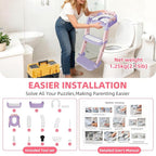 Potty Training Seat, Upgrade Toddler Toilet Seat for Kids Boys Girls, 3 in 1 Potty Training Toilet with Step Stool Ladder-Non Slip Foldable (Purple+Pink)