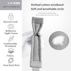 Toddler Harness Walking Leash- Child Anti Lost Wrist Link - Child Safety Harness - Upgrade with Reflective(6.5ft) - for Boys and Girls,Not Easy to Open Without Key (Cool Black)