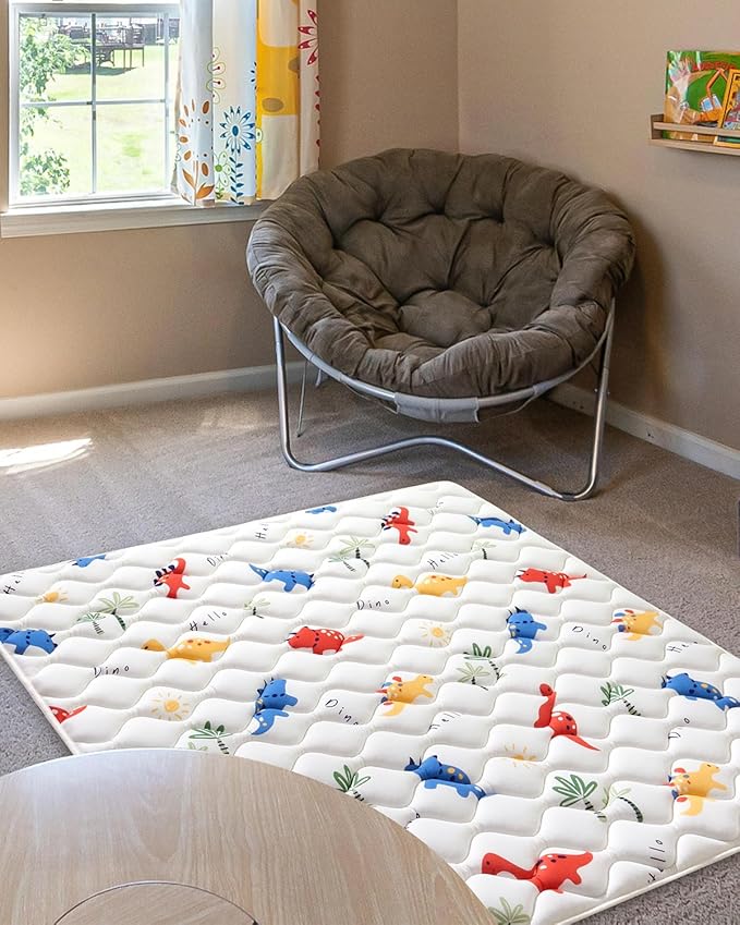 Odorless Premium Foam Baby Play Mat 36" x 36", Soft Microfiber Fabric Crawling Mat for Floor- Comfortable and Hypoallergenic, Non-Slip Cushioned Floor Playpen mat for Infants,Babies,Toddlers