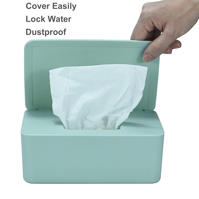 Diaper Wipes Dispenser, Baby Wipes Case, Baby Wipe Holder Keeps Diaper Wipes Fresh, Wipe Container with Non-Slip Feet (Green)