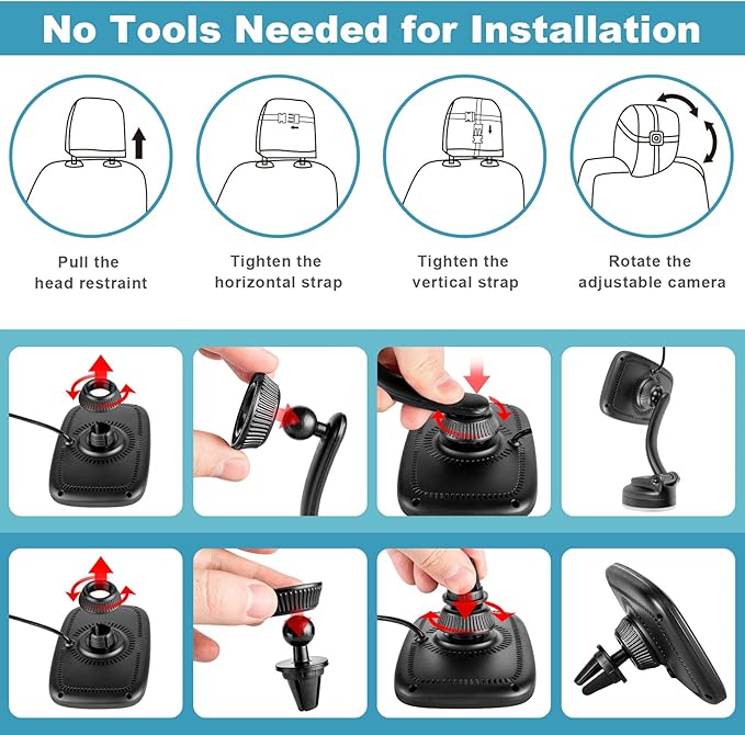 Shybaby 1080P Baby Car Mirror, 4.3" Baby Car Camera Monitor with 170° Wide View, HD Night Vision Function and Reusable Sucker Bracket, Safety Rear Facing Cars Set Camera for Infants Kids Toddlers