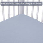 Crib Sheets for Boys Girls,100% Cotton Fitted Crib Sheet 2 Pack for Standard Crib and Toddler Mattress, Super Soft Breathable Baby Sheet 28x52x8in (White & Gray)