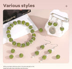 105pcs 10mm Rhinestone Beads for Jewelry Making, Olivine Shiny Round Disco Ball Beads Bulk, Sparkle Crystal Clay Christmas for Bracelet Baseball Necklace Earring Crafting and DIY
