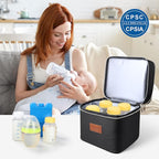 PIIOSER Breast Milk Storage Cooler Bag with Ice Pack, Fits 4 Baby Bottles Up to 5 Ounce, Small Insulated Breastmilk Cooler Travel Bag with Handle Buckle for Nursing & Working Mom Daycare (Black-XS)