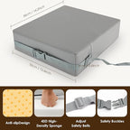 Booster Seat for Kitchen Chair with Comfy Backrest Pillow and Adjustable Safety Buckles,Non-Slip Kid Toddler Booster Seat for Dining Table, PU Travel Baby Booster Cushion Chair