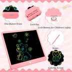 Decute Kids Toys LCD Writing Tablet with Stylus, 15 Inch Erasable Toddlers Doodle Board, Reusable Drawing Pad for Kids, Educational Christmas Birthday Gift for 3 4 5 6 7 8 Girls Boys Toddler Pink