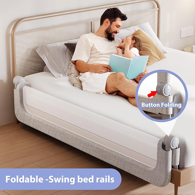 Baby Bed Rails Guard for Toddlers - Toddler Bed Rail for Queen Full King Twin Crib Bunk Size Bed Adjustable Heights & Foldable Bedrail Extra Tall Child Safety Side Railing Guards for Kids(78.7")