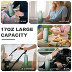 Portable Bottle Warmer for Travel - Portable Milk Warmer for Baby - Fast Heating Fast Heating Breast Milk & Formula Warmer 17oz Capacity, Adjustable Temp Long Battery Life for Outdoor Airplane and Car