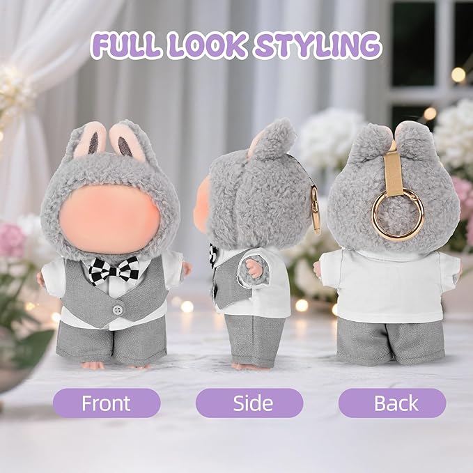 17cm Doll Clothes & Accessories Set，Luxe Groom Doll Clothes，White Shirt, Tailored Trousers and Timeless Bowtie- for Ceremonies, Displays, Collectors & Gifts/Wedding Dress/Sweet Meadow