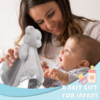 Bear Security Blanket Soft Minky Baby Lovey Animal Plush Blanket Unisex Lovie Gift for Toddler, Boys and Girls, 13.5 Inch (Grey)