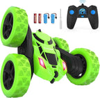 Remote Control Car, Double Sided 360°Rotating 4WD RC Cars with Headlights 2.4GHz Electric Race Stunt Toy Car Rechargeable Toy Cars for Boys Girls Birthday (Green)