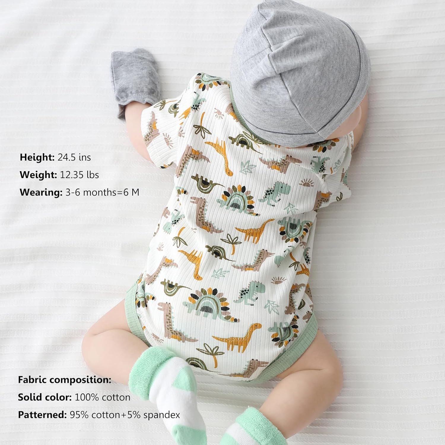 Newborn Baby Short Sleeve Bodysuit Cotton One-Piece Baby Clothes 5-Pack, 0-12 Months