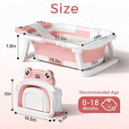Baby Bathtub, Collapsible Newborn Bathtub for Infant to Toddler 0-24 Months with Soft Cushion and Thermometer,Portable Travel Newborn Tub with No-Slip Feet, Baby Shower Gifts,Pink