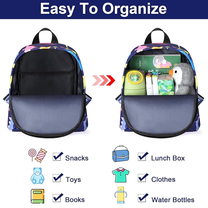 Accmor Toddler Backpack Leash with Anti Lost Wrist Link, Cute Mini Child Walking Harnesses Keep Kids Close Back Pack Rope Tether Rein for Baby Boys (Navy Blue/Dino)