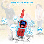 Walkie Talkies Long Range 3 Pack Rechargeable Walkie-Talkies for Kids Girls Boys Toddlers Adults Camping Hiking Skiing Cruise, Family Pink 2 Way Radio Toy with Lanyard Battery 4 Miles VOX NOAA