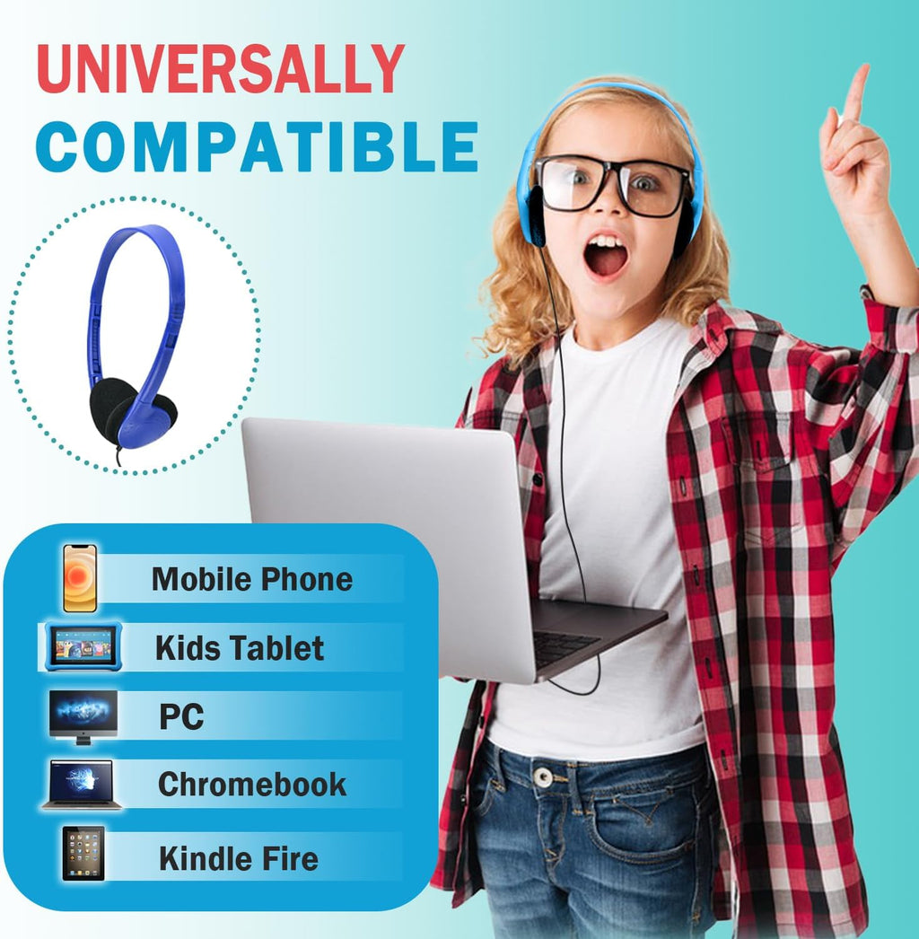 Kids Headphones Bulk 20 Pack for School Classroom Students Children Toddler Boys Girls Teen Adults