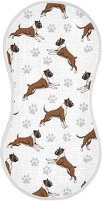 1 Pack Muslin Burp Cloths Boxer Dogs White Cotton Baby Burp Cloths Ultra Absorbent and Soft Thick Burping Cloth for Newborn Babies Boys Girls 22x11 Inch