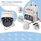 Diaper Bag Backpack, Large Diaper Bag with Changing Station, New Mom Gifts, Lightweight Waterproof Unisex Diaper Bag with Insulated Pockets and USB Charging Port, Beige