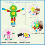 4 Pack New Fidgets Sensory Toys for Boys Girls, Transformable Fidget Spinners for Kids and Adults Key Chain Pop Robot Fingertip Fidget Toy, Birthday Party Favors, Gifts, Classroom Prizes