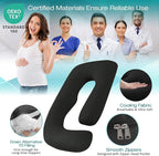 Sasttie Pregnancy Pillows for Sleeping, Jumbo U Shaped Cooling Full Body Pillow with Removable Cover, Pregnant Women Must Haves, Maternity Essential, Black