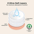 Organic Nursing Pads - 14 Washable Viscose Derived from Bamboo Breastfeeding Pads, Wash Bag, Reusable Breast Pads for Breastfeeding, Nipple Pads for Breastfeeding Essentials (Sweetheart, L 4.8")