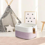 COMFY-HOMI Cotton Rope Woven Medium Basket with Handles for shelf，Cloth Storage Basket for Organizing-13.5X11X9.5 Storage Bin for Bedroom, Newborn or Infant Gift for boy girl （White/Pink）