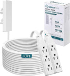 Outlet Concealer Power Strip-Outlet Cover Extender with 3AC Outlets-10ft Flat Plug Extension Cord,Universal Size,1625W for Kitchen, Home and Office,Child & Pet Safe(Dual 10 Foot)