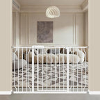 ALLAIBB Extra Wide Pressure Mounted Baby Gate Walk Through Child Kids Safety Toddler Tension White Long Large Pet Dog Gates with Extension for doorways Kitchen (48.03-52.76"/122-134cm)