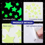 Glow in The Dark Stars for Ceiling, Luminous Wall Sticker, Kids Bedroom Wall Decal, Sticky Fluorescence Star, Gift for Boys and Girls (Green)