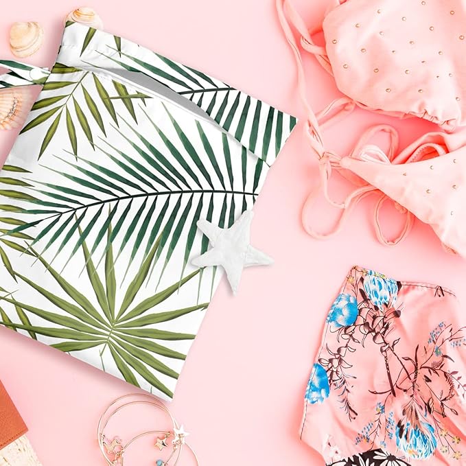Wet Bag, Wet Dry Bag, Wet Bag for Swimsuit, Travel, Beach, Pool, Diapers, Dirty Yoga Gym Clothes, Makeup Bag, Waterproof Tropical Palm Leaves Decor Jungle Palm Leaf Favors