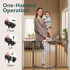 Cumbor 2 Pack 29.7"-51.5" Extra Wide Baby Gate for Stairs, Mom's Choice Awards Winner-Dog Gates for Doorways, Pressure Mounted Walk Through Pet Gate Indoor, Safety Auto-Close Child Gate for Kid,Brown