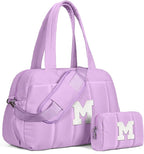 Gift Idea for Women Her-Initial Duffle Bag, Carry On Bags for Women，Overnight Bag with Wet Pocket，Lightweight Travel Bags Personalized Gym Tote with Makeup Pouch