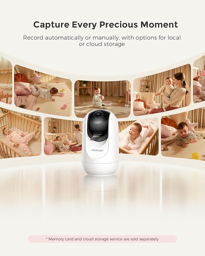 Momcozy Smart WiFi Baby Monitor with Camera and Audio, 5" 1080P Screen with Wall Mount, Motion & Cry Detection, Safe Fence, Clear Night Vision, 5000mAh Battery, 2-Way Talk, Photo & Video Recording