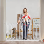 Mom's Choice GROWNSY Baby Gate, 57"-62" Auto-Close Dog Gate for Stairs & Doorways, Pressure-Mounted Easy Install Baby Gate - No Drill, Walk Through, Safe & Durable