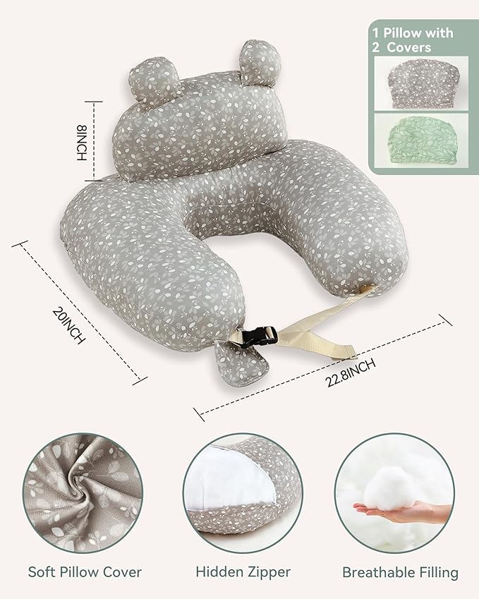 Nursing Breastfeeding Pillow with 2 Removable Cotton Covers, Ultra Soft Baby Feeding Pillow for More Support for Mom & Baby with Adjustable Waist Strap, Machine Washable, Plus Size