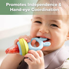 Haakaa Baby Fruit Food Feeder & Mini Freezer Nibble Tray Combo, Breastmilk Popsicle Molds for Baby Cooling Relief, BPA Free Silicone Feeder for Safe Infant Self Feeding, 4 Month+ (Blue)