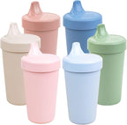 Re-Play Sippy Cups for Toddlers - 10 Oz. Reusable Spill Proof Cups for Kids, Dishwasher/Microwave Safe - Made in USA - Set of 6-3.13" x 6.25" - Meadow