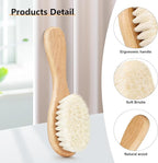 Baby Hair Brush, Wooden Baby Hair Brush for Newborns & Toddlers, Super Soft Goat Bristles Hair Brush, Toddler Hair Brush,Ideal for Cradle Cap (2PCS)