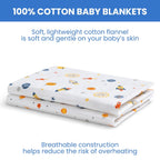Delta Children 100% Cotton Flannel Baby Receiving Blankets for Girls and Boys – 30x30 Inches (Pack of 2), Space Exploration