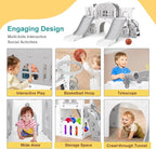 JOYLDIAS 9 in 1 Toddler Slide, Toddler Playground with Double Slides, Climber,Basketball Hoop,Tunnel, Telescope, Storage Space and Non-Slip Step, Indoor Outdoor Backyard Playset for Toddlers Age 1-3+