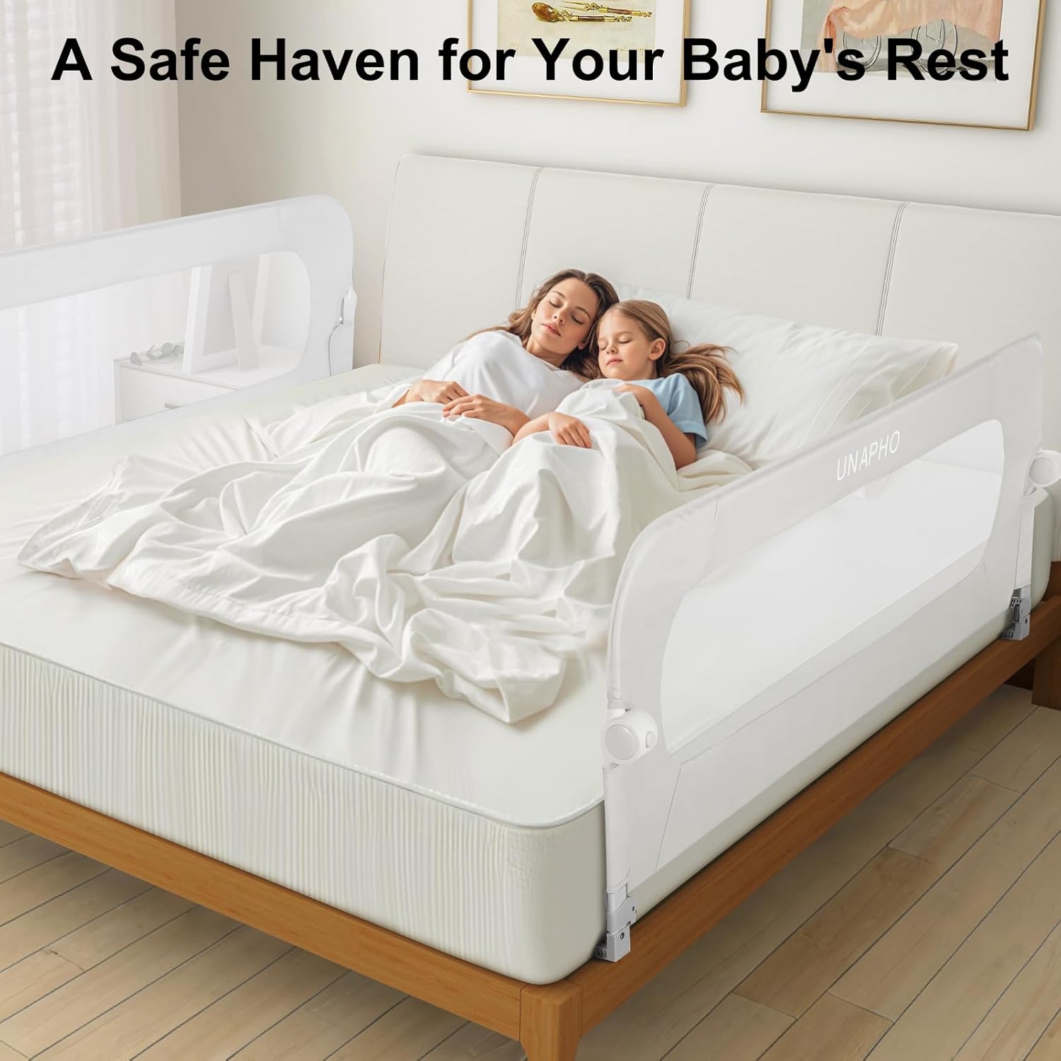 Bed Rail for Toddlers,Swing Down Kids Bed Rails Guard for Twin,Full,Queen,Bunk Size Bed,Extra Tall Childbed Rail Guard with Reinforced Anchor Safety System(White,40 Inch,1 Side)