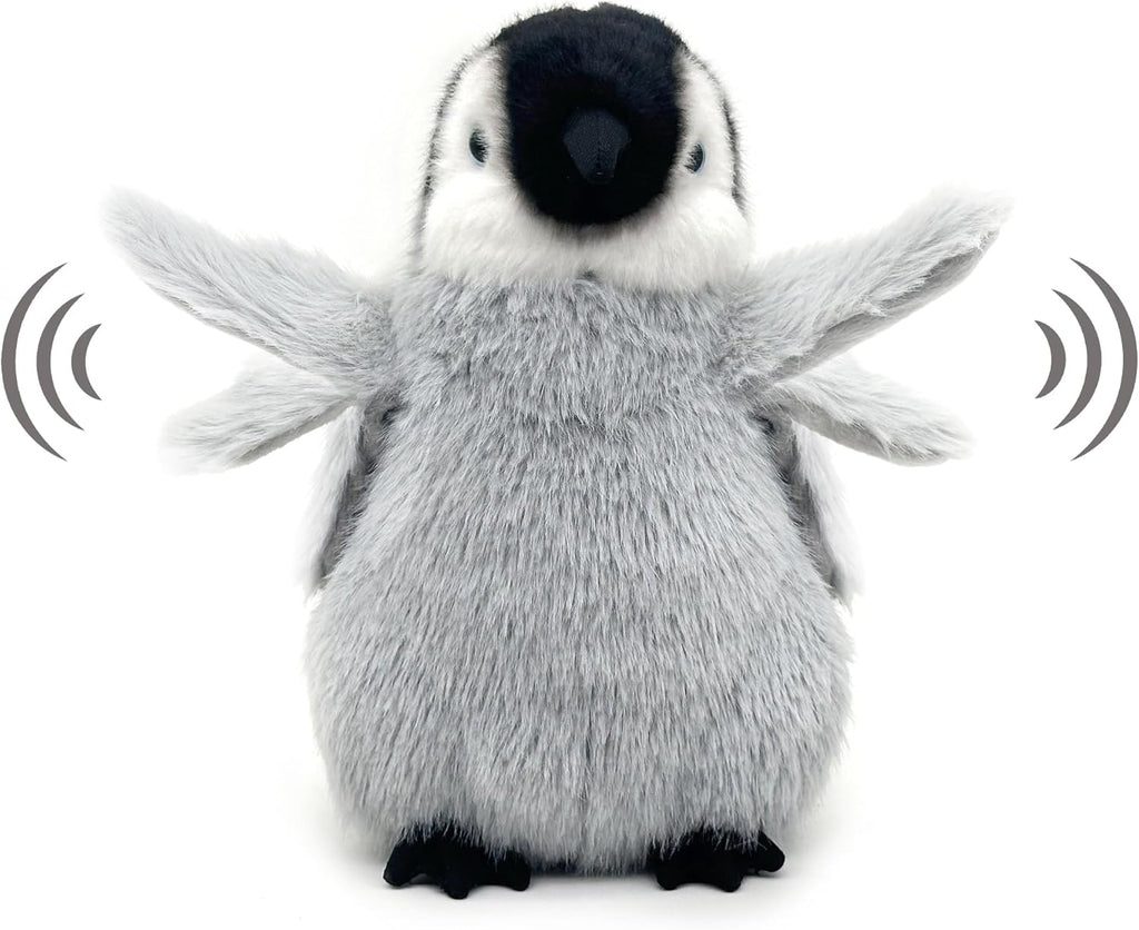 Realistic Baby Penguin Stuffed Animal 10" - Flapping-Wing Penguin Plush Interactive Toy for Kids (Squeeze Belly to Play)