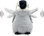 Realistic Baby Penguin Stuffed Animal 10" - Flapping-Wing Penguin Plush Interactive Toy for Kids (Squeeze Belly to Play)
