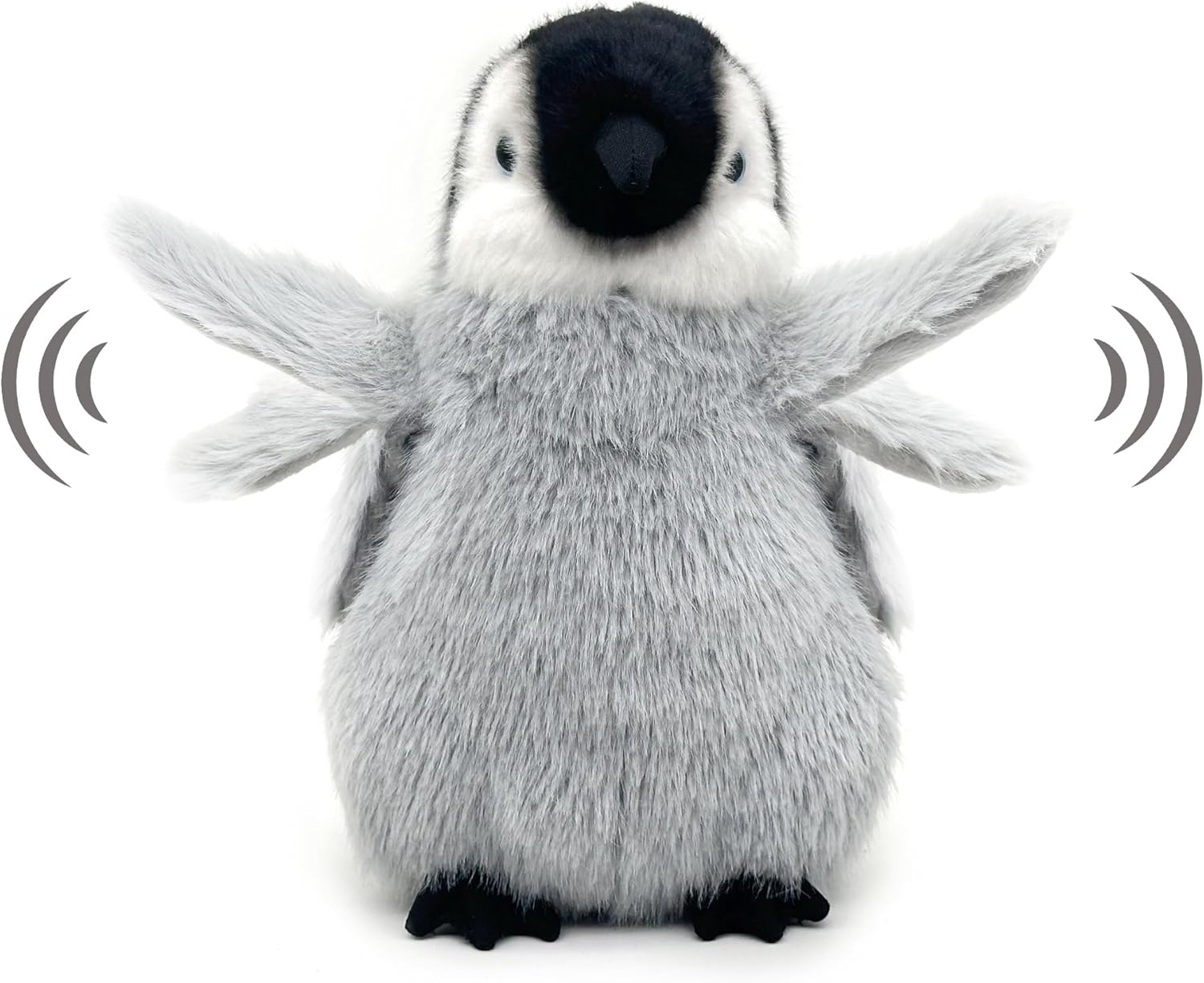 Realistic Baby Penguin Stuffed Animal 10" - Flapping-Wing Penguin Plush Interactive Toy for Kids (Squeeze Belly to Play)