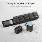Weekly Pill Organizer Magnetic, Removable Pill Box 7 Day 1 Time a Day, Large Pill Case Travel, Week Once Daily Medication Dispenser, Medicine Container Holder for Supplement Vitamin, Blue